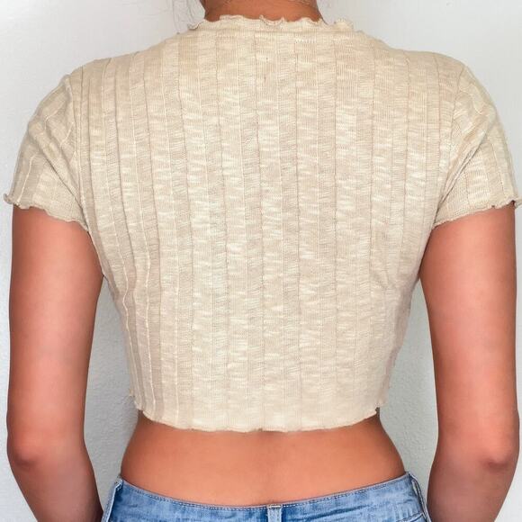 BDG Tan Ruffle Crop Top - Picture 5 of 5